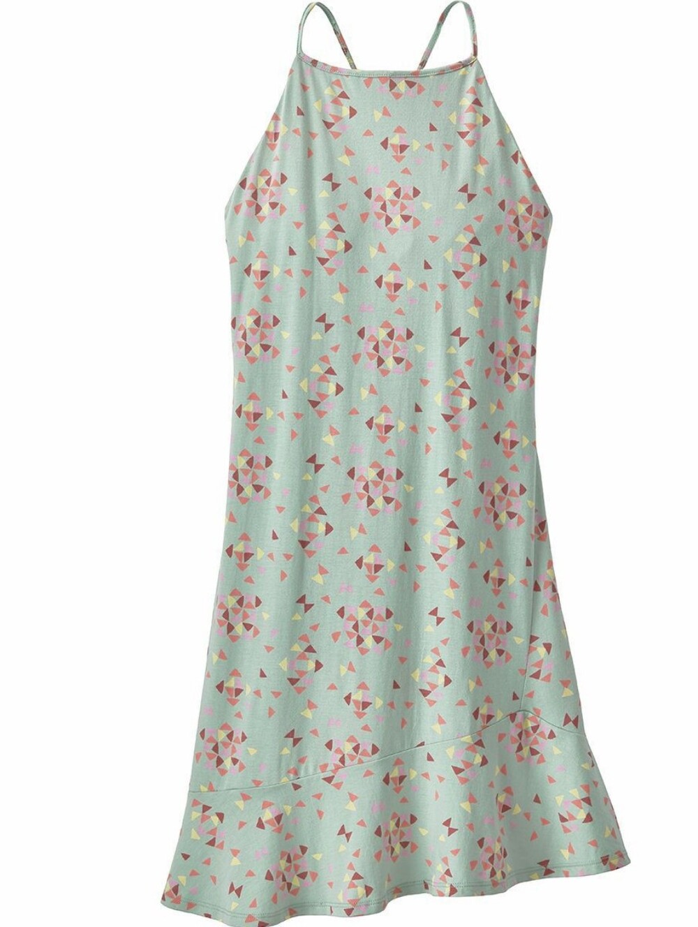 Patagonia Alpine Valley Mint Geometric Print Sundress with Pink & Yellow Accents